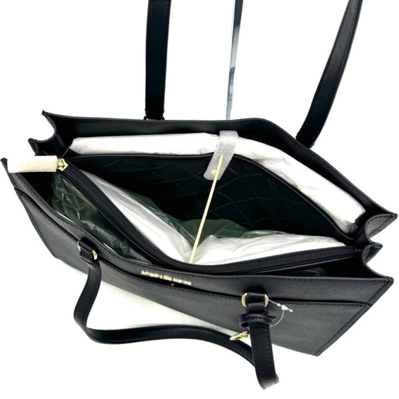 Michael Kors Large MF Pocket Shoulder Tote Bag & Continental Wallet Black/Gold - Picture 10 of 15